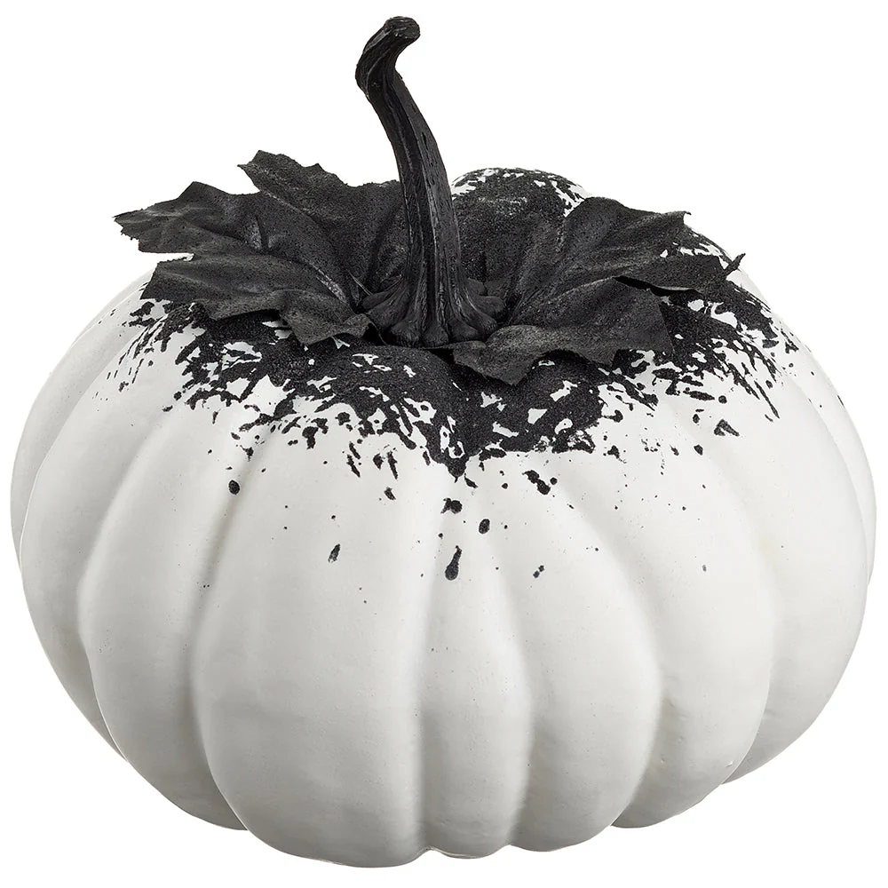 8"Hx8.5"W Halloween Pumpkin -White/Black (Pack of 4)