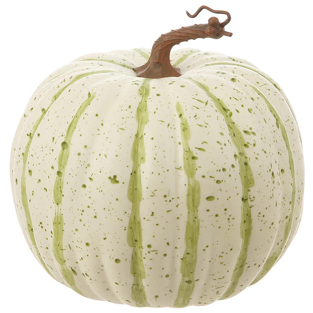 8"Hx9"W Artificial Pumpkin -Cream/Green (Pack of 4)