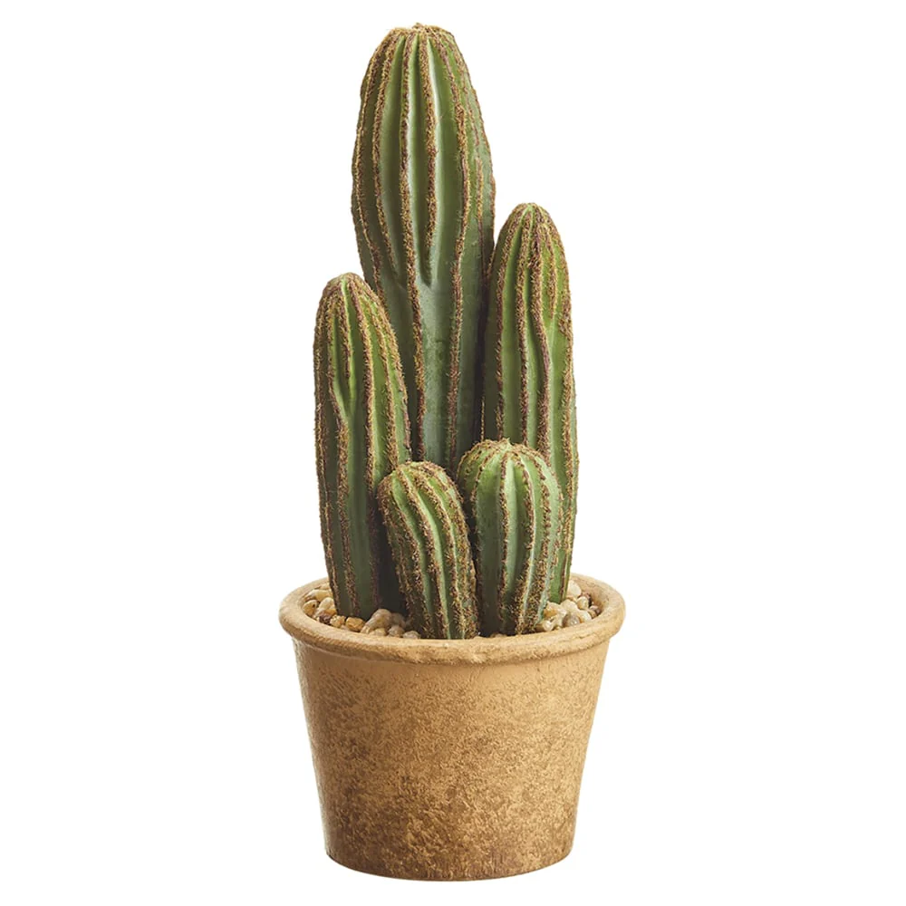 9.5" Artificial Column Cactus Plant w/Papier Mache Pot -Green (Pack of 6)