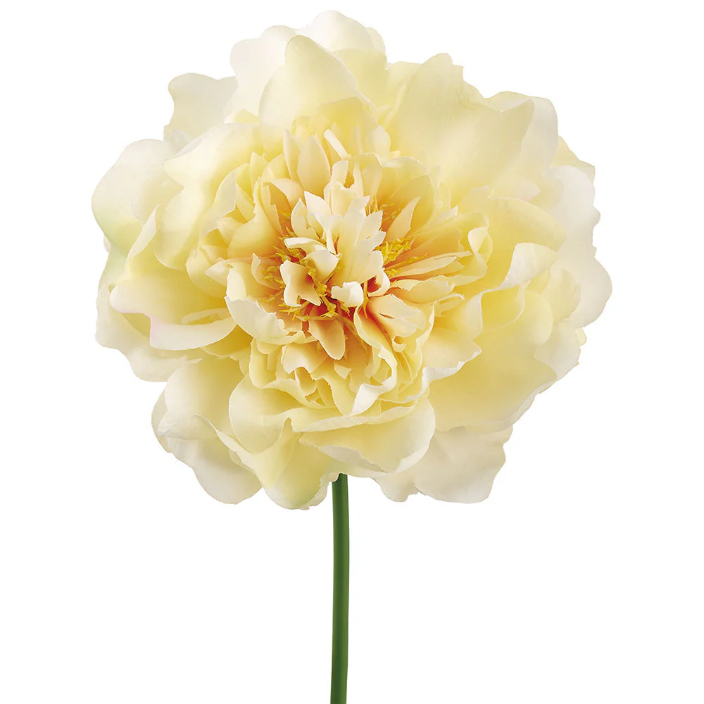 9.5" Real Touch Peony Silk Flower Stem Pick -Yellow (Pack of 24)