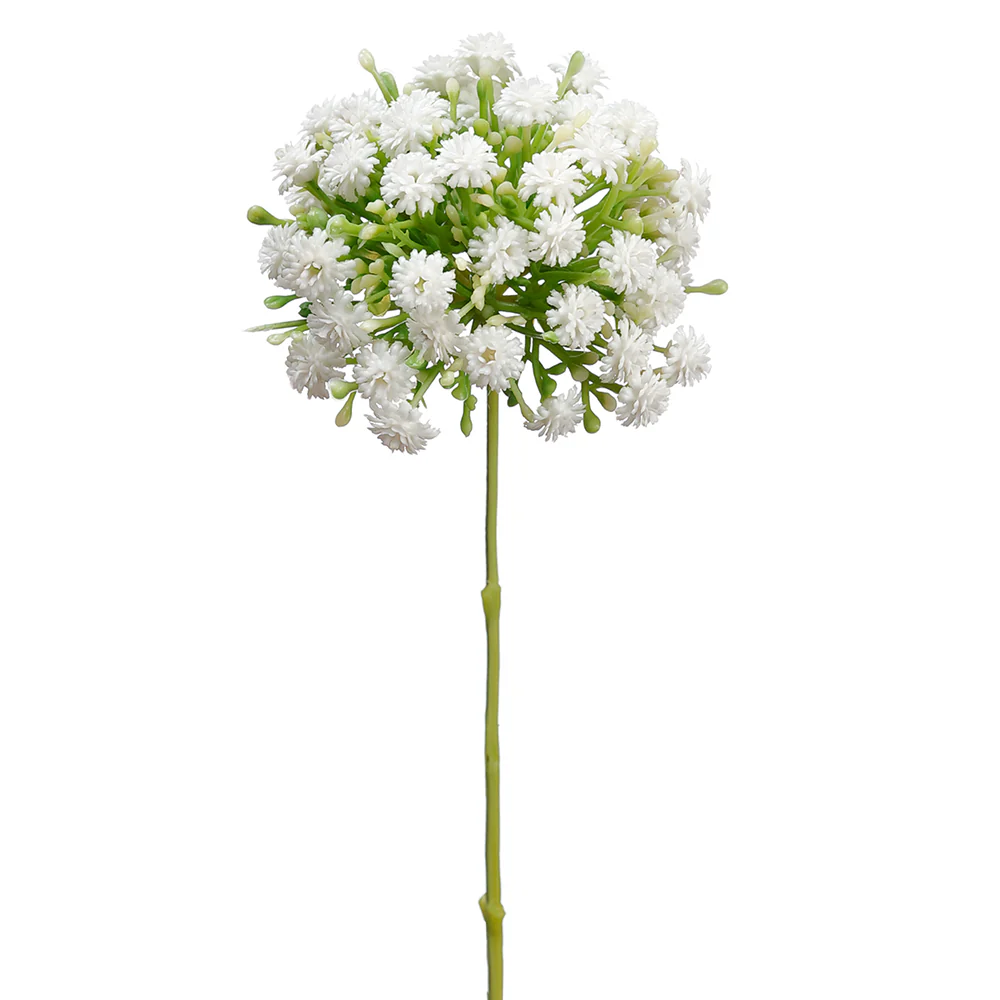 9.5" Silk Snowball Flower Stem -White (Pack of 24)