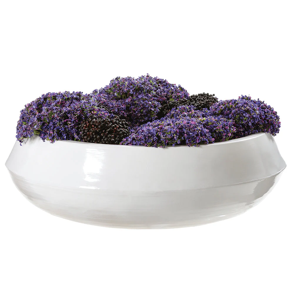 9.5"Hx21.5"W Queen Anne Lace & Sedum Artificial Flower Arrangement w/Metal Container -Purple