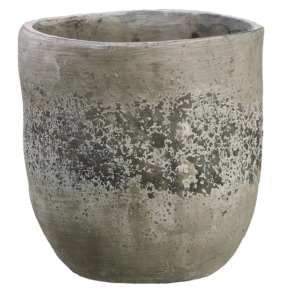9.5"Hx9.25"W Cement Round Planter -Stone (Pack of 2)