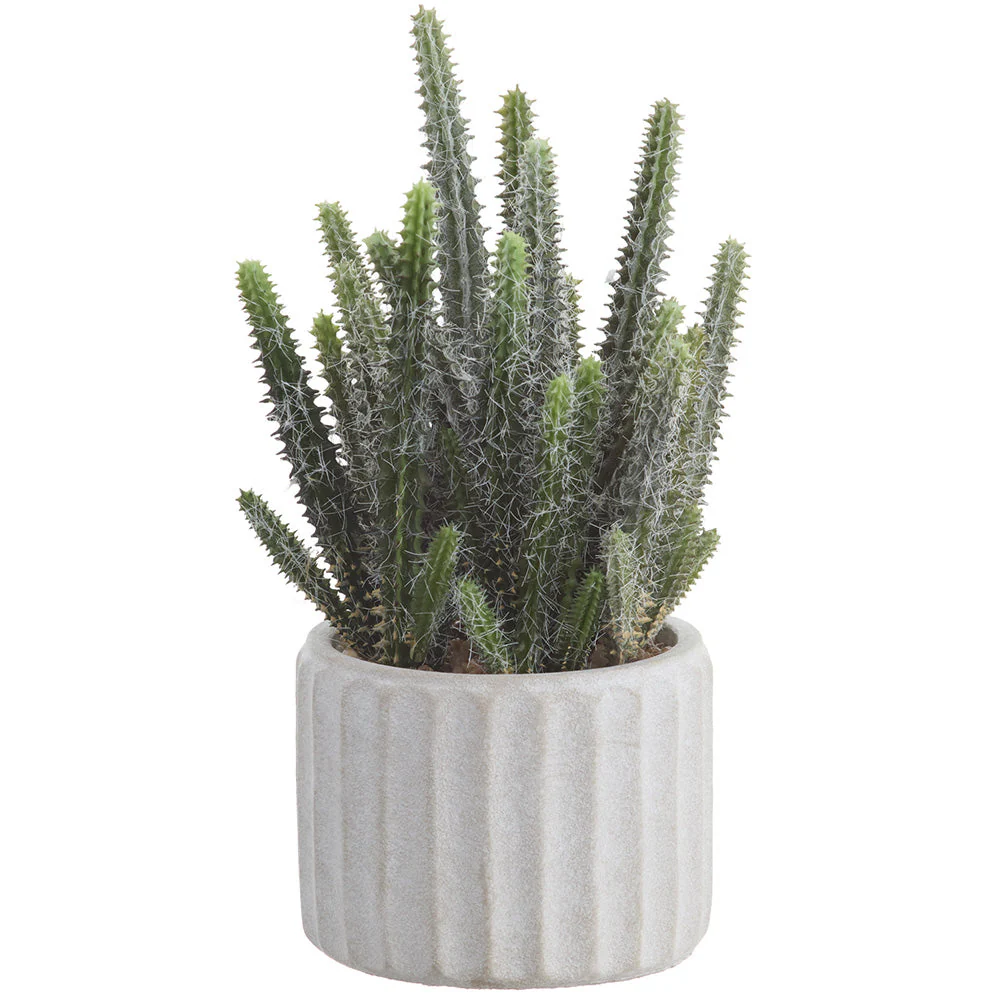 9" Cactus Artificial Plant w/Cement Pot -Green/Gray (Pack of 4)