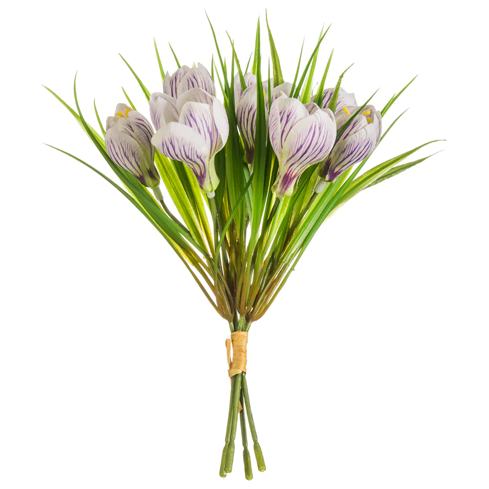 9" Crocus Silk Flower Stem Bundle -Lavender/Cream (Pack of 12)