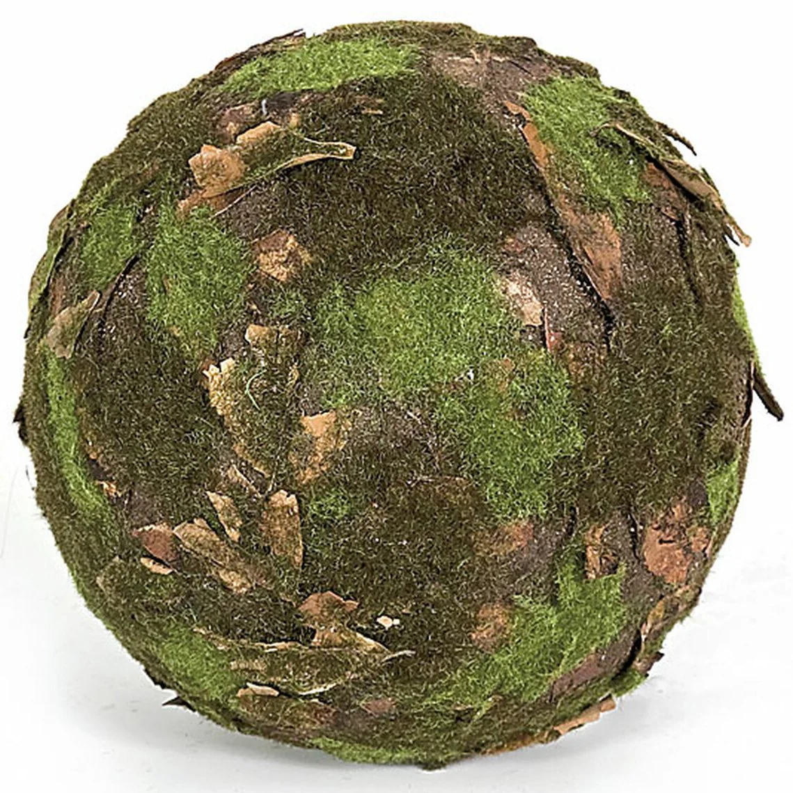 9" Moss & Leaf Ball-Shaped Artificial Foam Topiary -Green/Brown (Pack of 4)