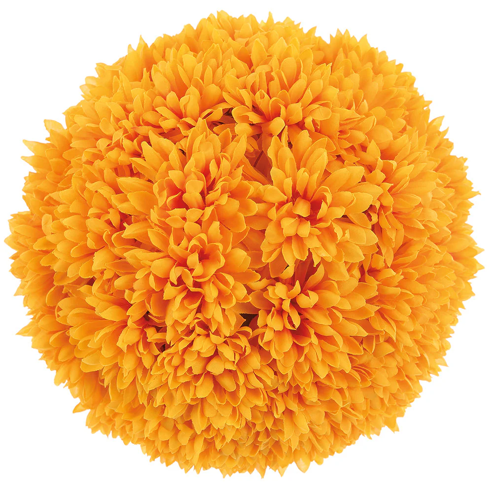 9" Mum Flower Silk Kissing Ball -Yellow/Gold (Pack of 6)
