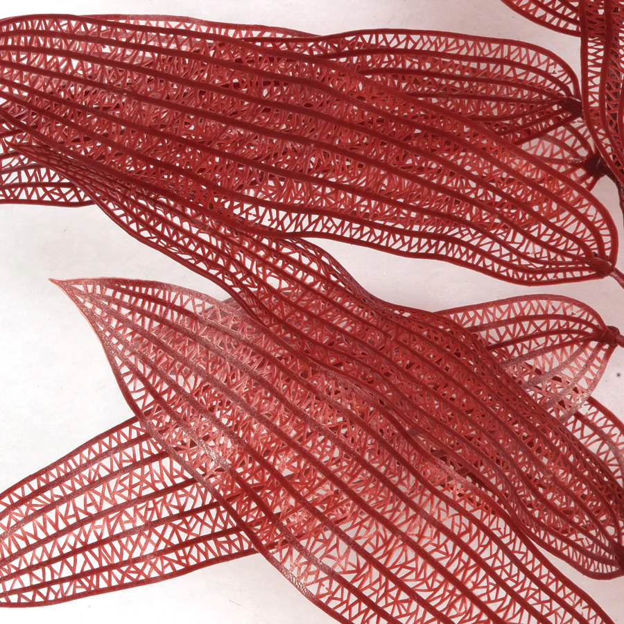 9' Outdoor UV-Proof Artificial Lace Leaf Garland -Rust/Red (Pack of 2) - Image 3