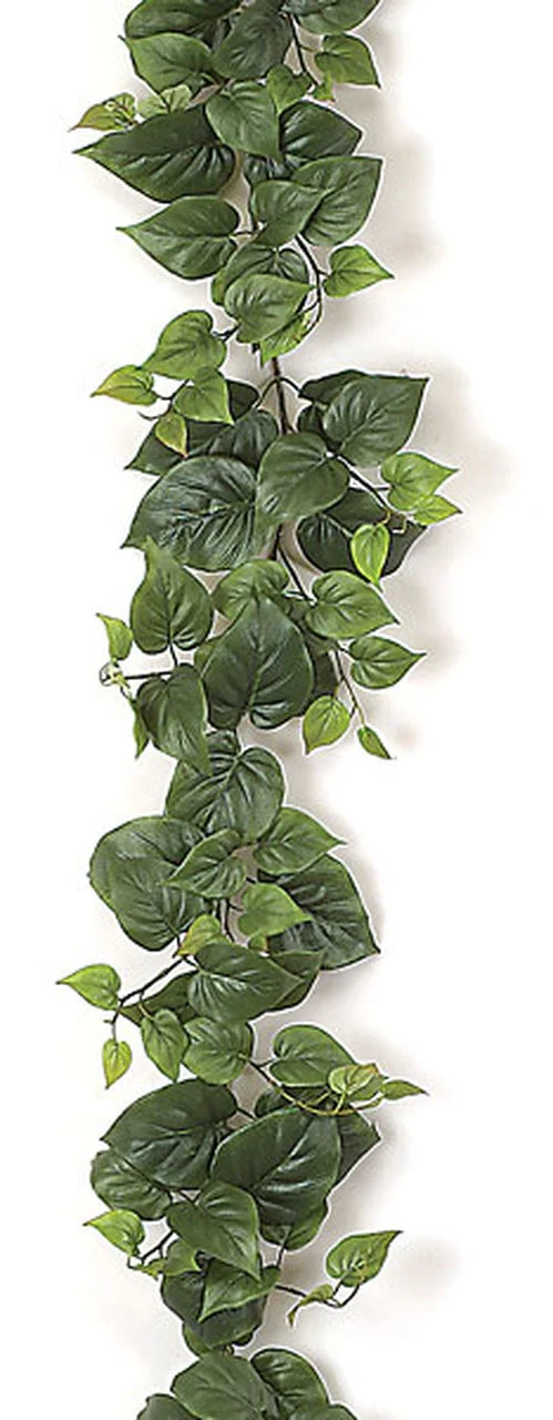 9' Philodendron Silk Garland -Green (Pack of 6) - Image 2