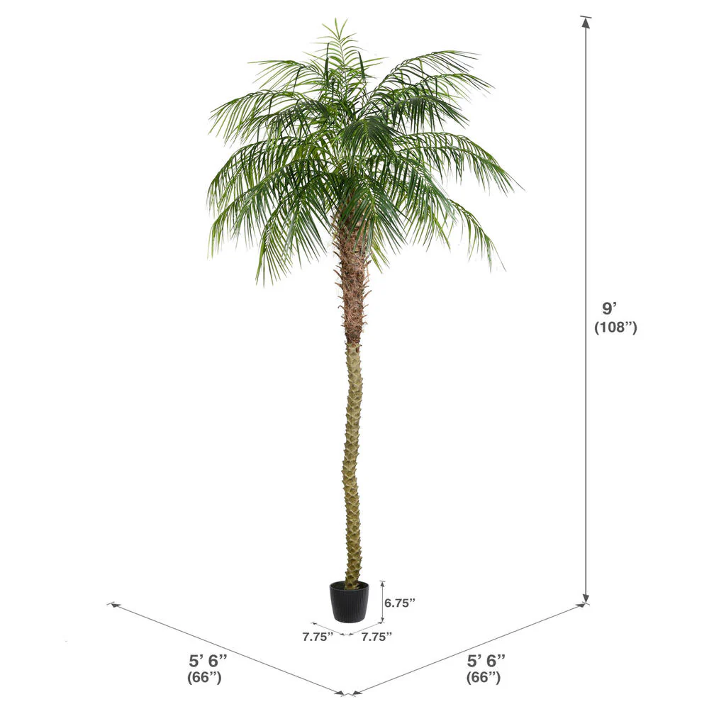 9' Phoenix Silk Palm Tree w/Pot -Green - Image 3