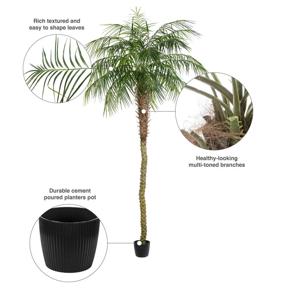 9' Phoenix Silk Palm Tree w/Pot -Green - Image 8