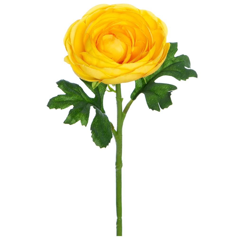 9" Ranunculus Silk Flower Stem -Yellow (Pack of 6)