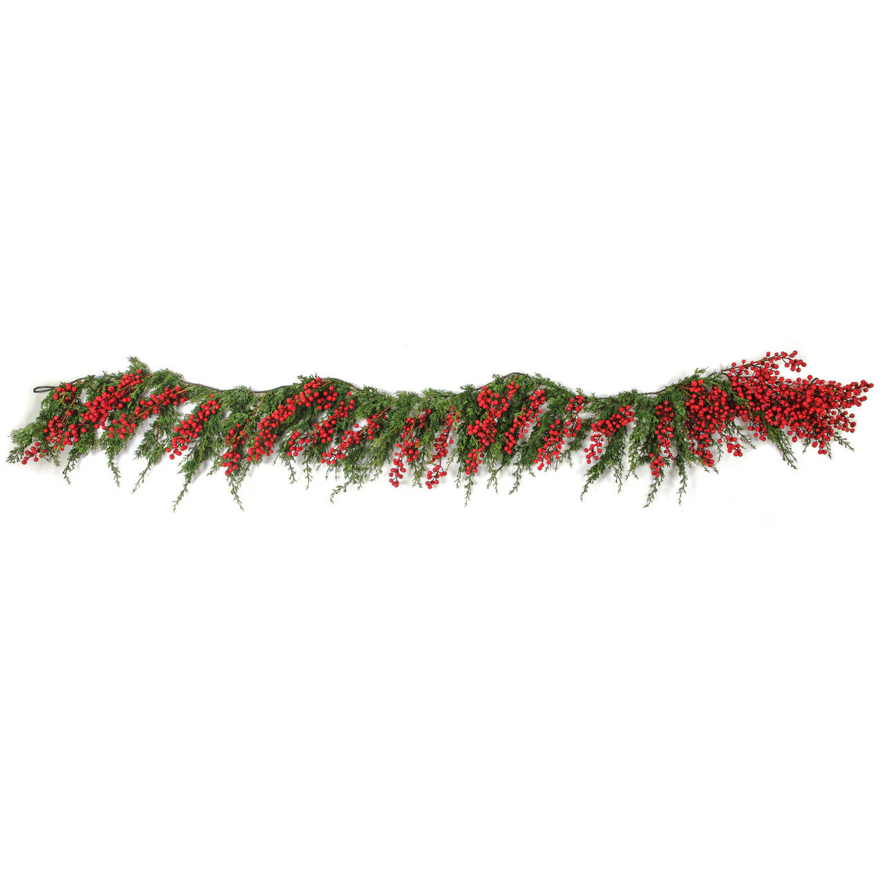 9' Soft-Touch Artificial Cypress & Berry Swag Garland -Red/Green
