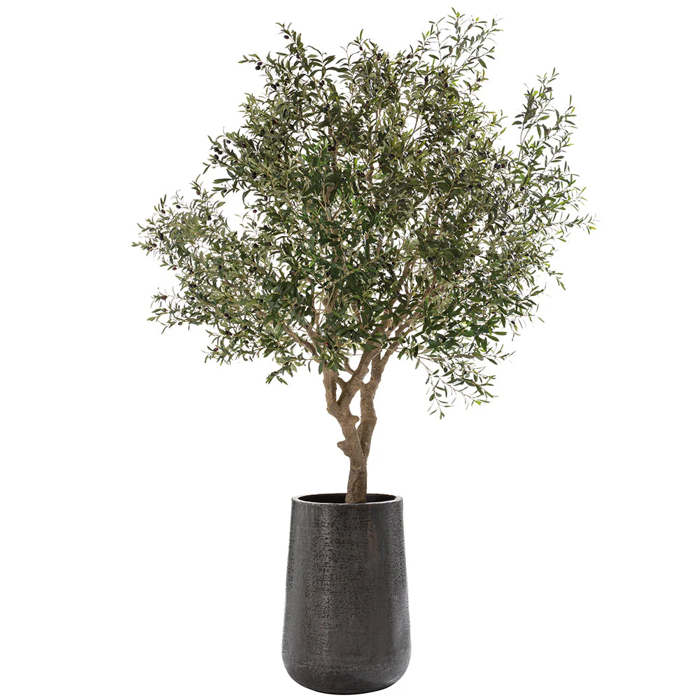 9'10"Hx60"W Olive Leaf Artificial Tree w/Aluminum Planter -Green