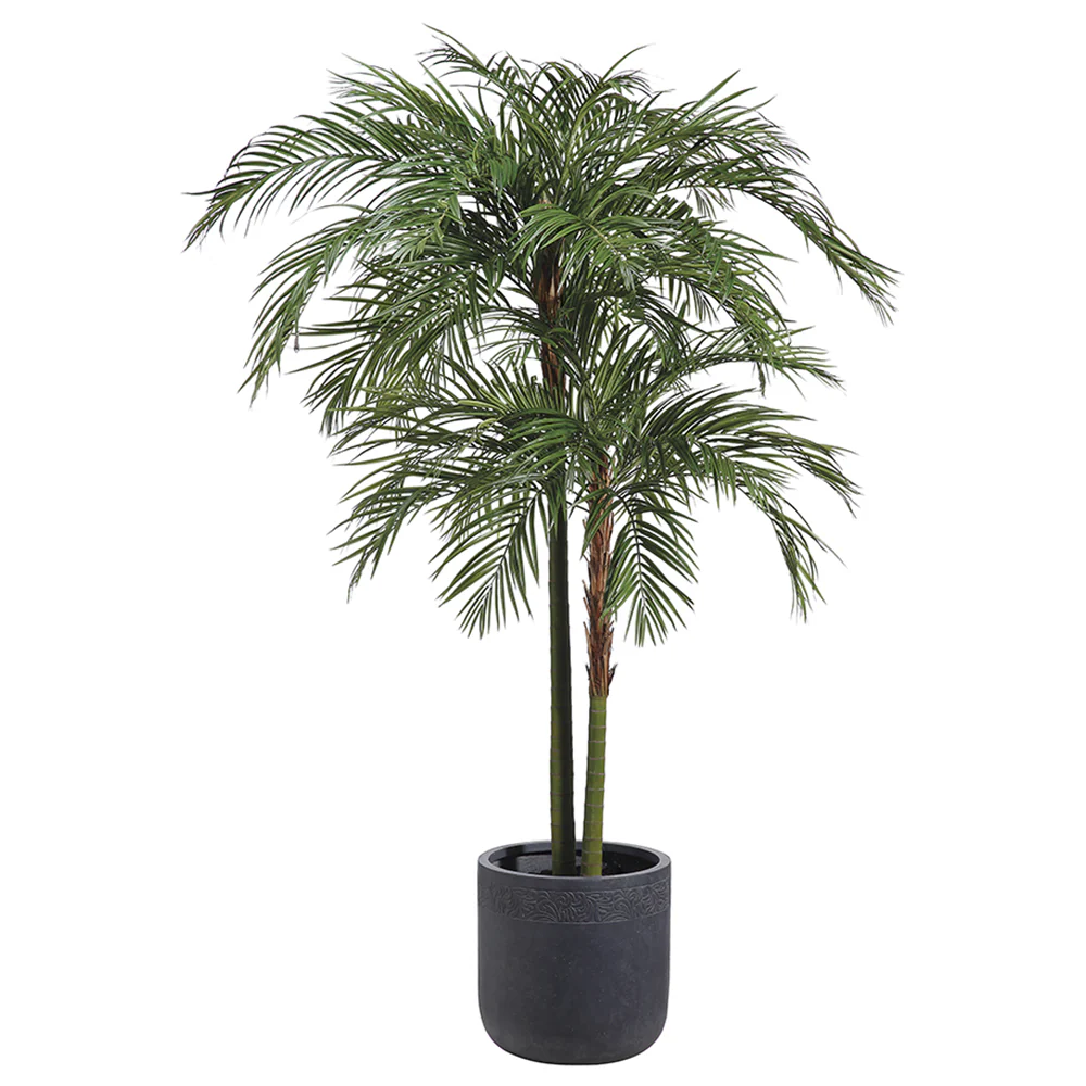 9'6" Areca Silk Palm Tree w/Fiber Clay Planter -Green