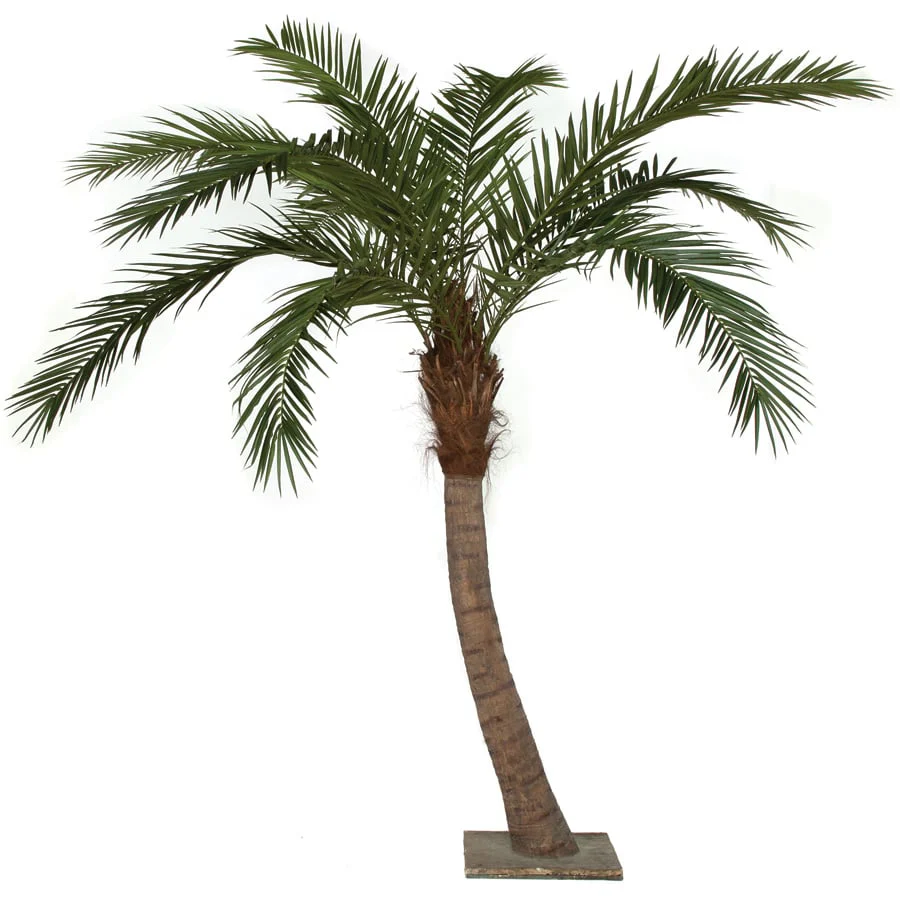 9'6" Curved Phoenix Silk Palm Tree w/Metal Base -Green
