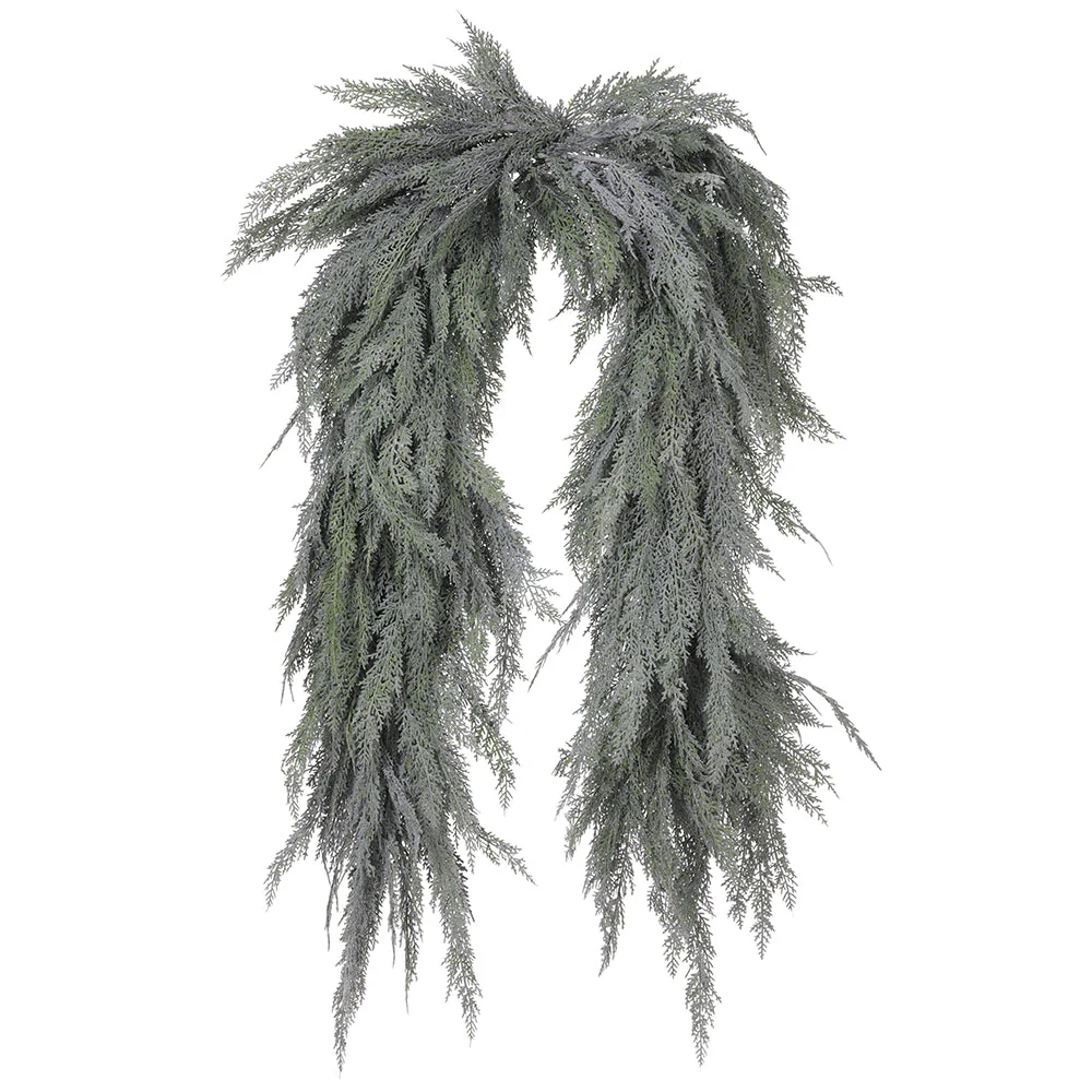 96" Wide PE Frosted Artificial Cedar Swag -Green (Pack of 2)