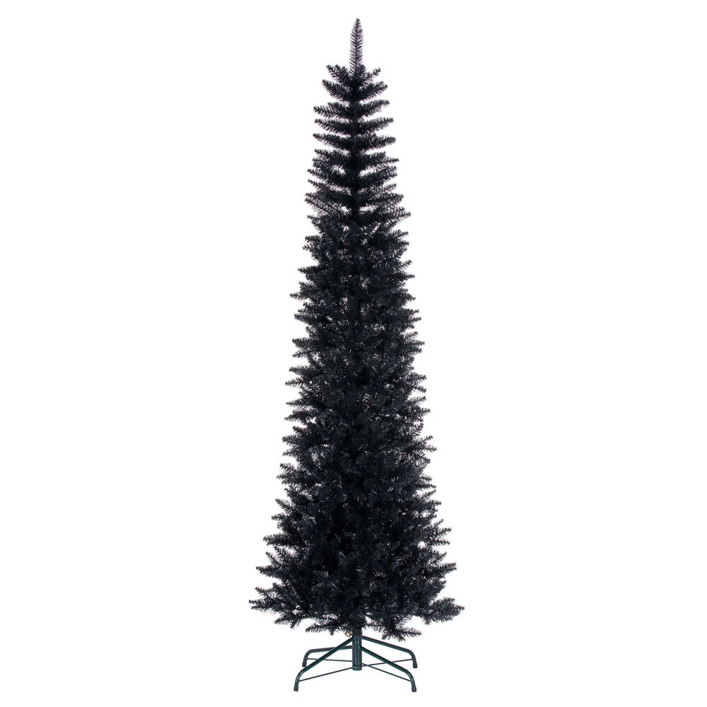 9'6"Hx42"W Pencil Artificial Christmas Tree, Unlit -Black