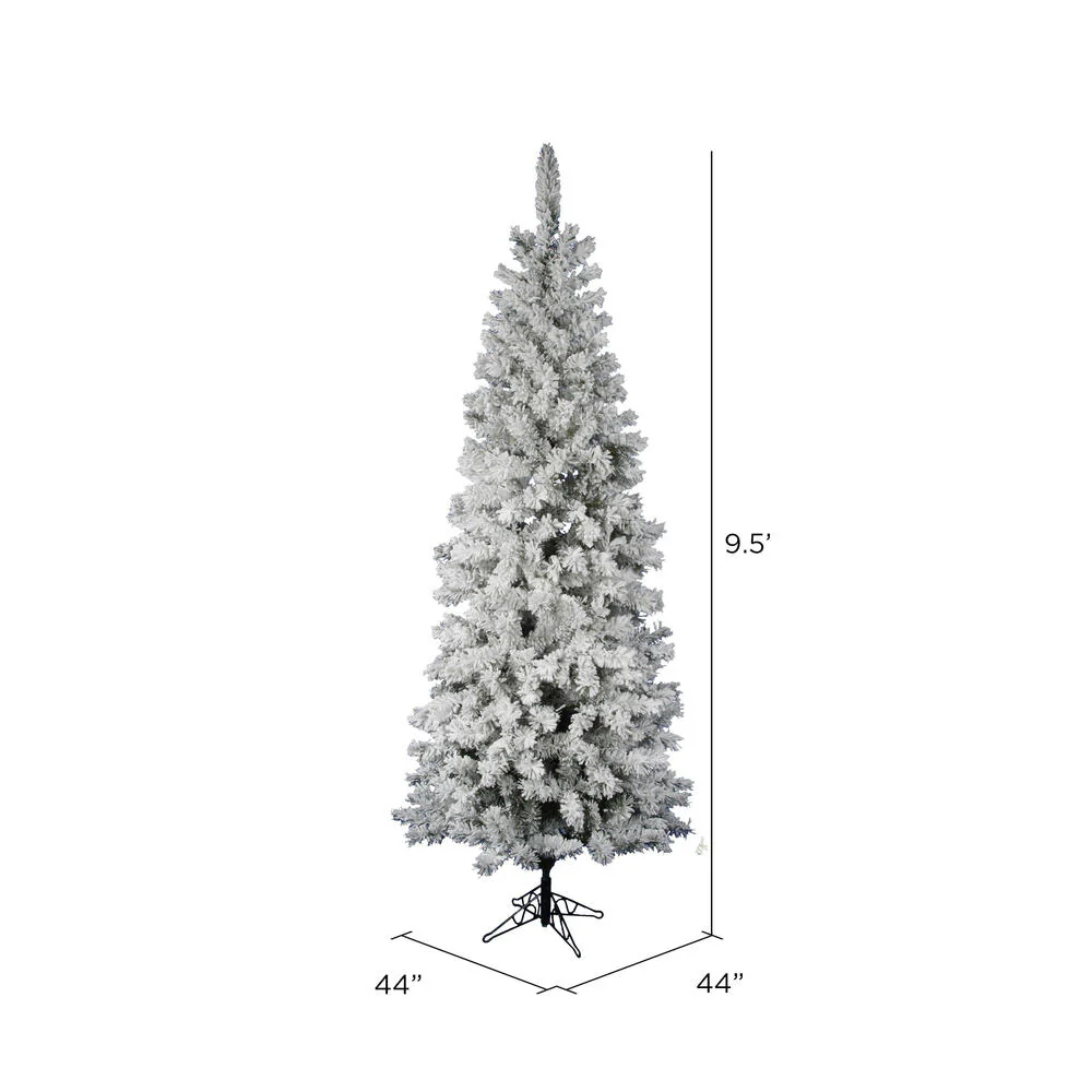 9'6"Hx44"W Flocked Pencil Pacific Pine Artificial Christmas Tree, Unlit -White - Image 3