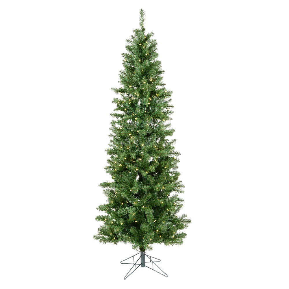 9'6"Hx44"W Slim Salem Pine Artificial Christmas Tree, LED Pre-Lit -Green