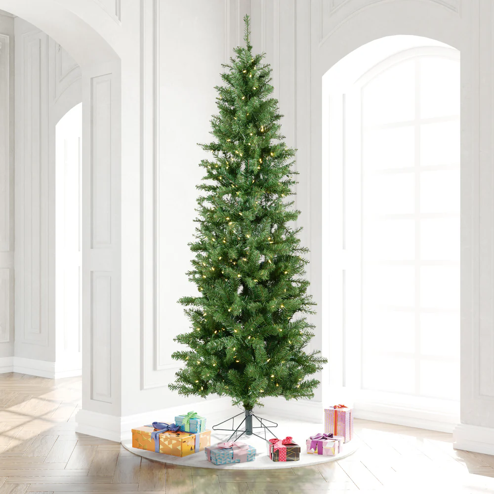 9'6"Hx44"W Slim Salem Pine Artificial Christmas Tree, Micro LED Pre-Lit (Multi-Mode) -Green - Image 8