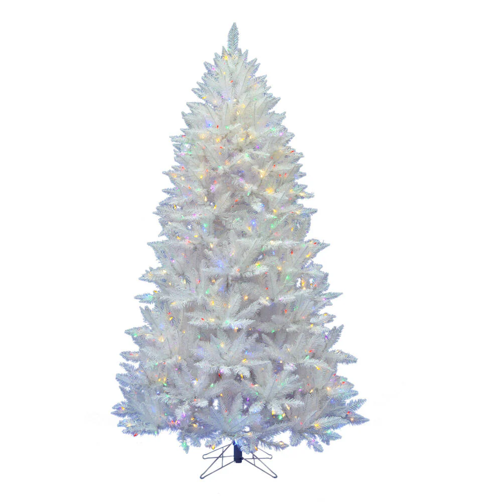 9'6"Hx64"W Sparkle White Spruce Artificial Christmas Tree, LED Pre-Lit (Multicolor) -White