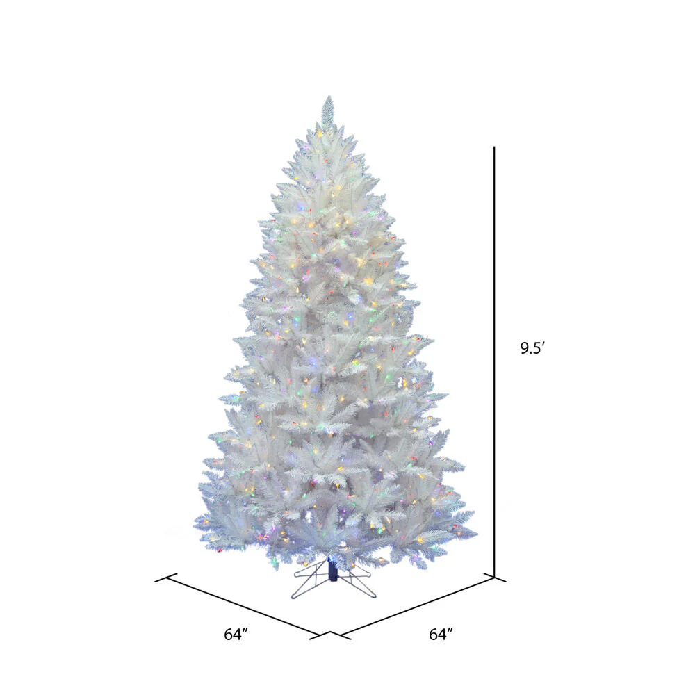9'6"Hx64"W Sparkle White Spruce Artificial Christmas Tree, LED Pre-Lit (Multicolor) -White - Image 3