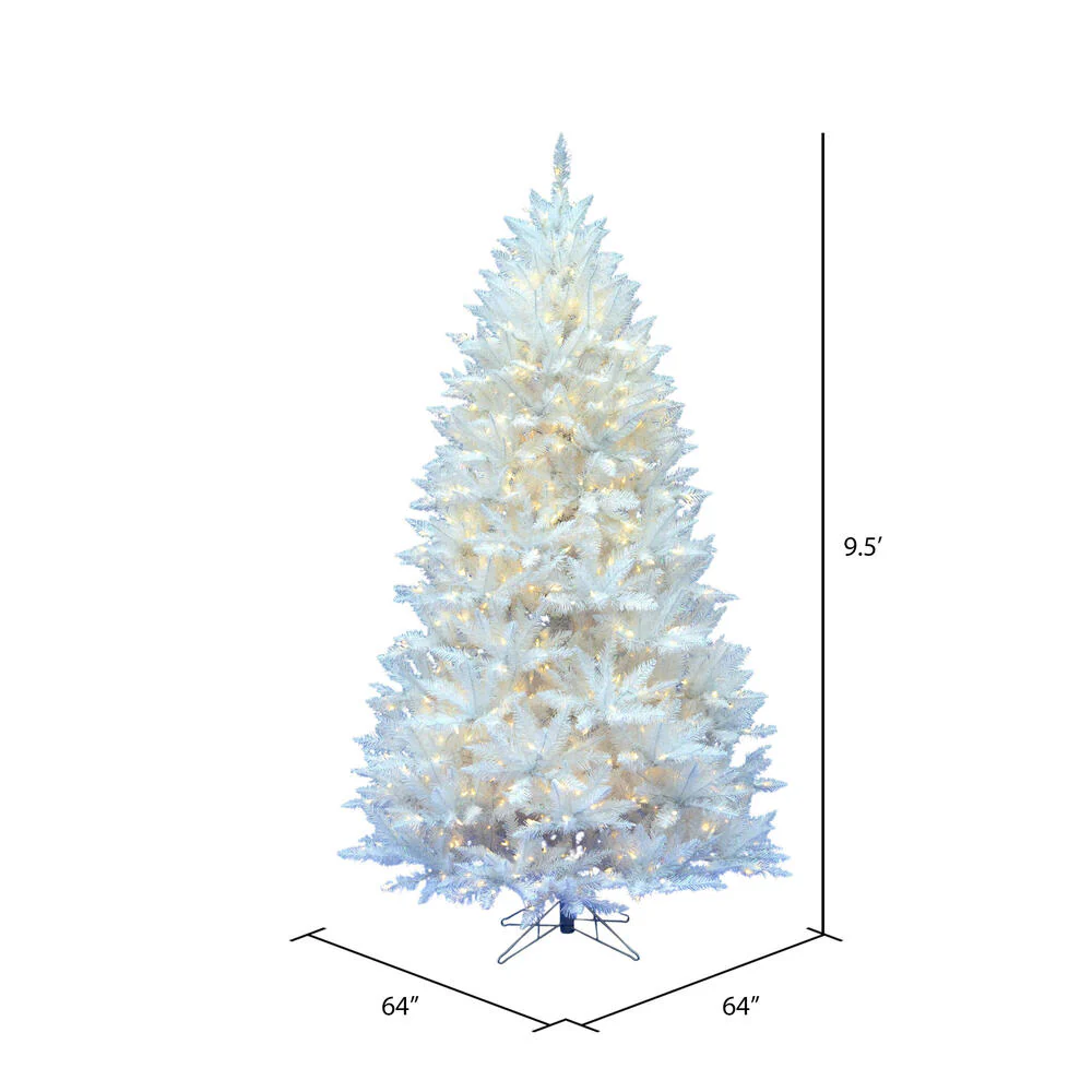 9'6"Hx64"W Sparkle White Spruce Artificial Christmas Tree, LED Pre-Lit -White - Image 3