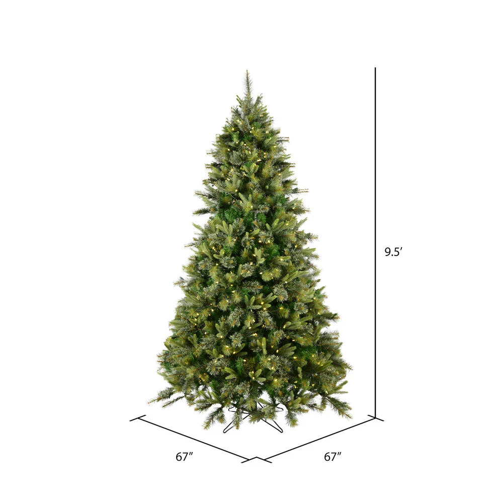 9'6"Hx67"W PE Cashmere Pine Artificial Christmas Tree, LED Pre-Lit -Green - Image 3
