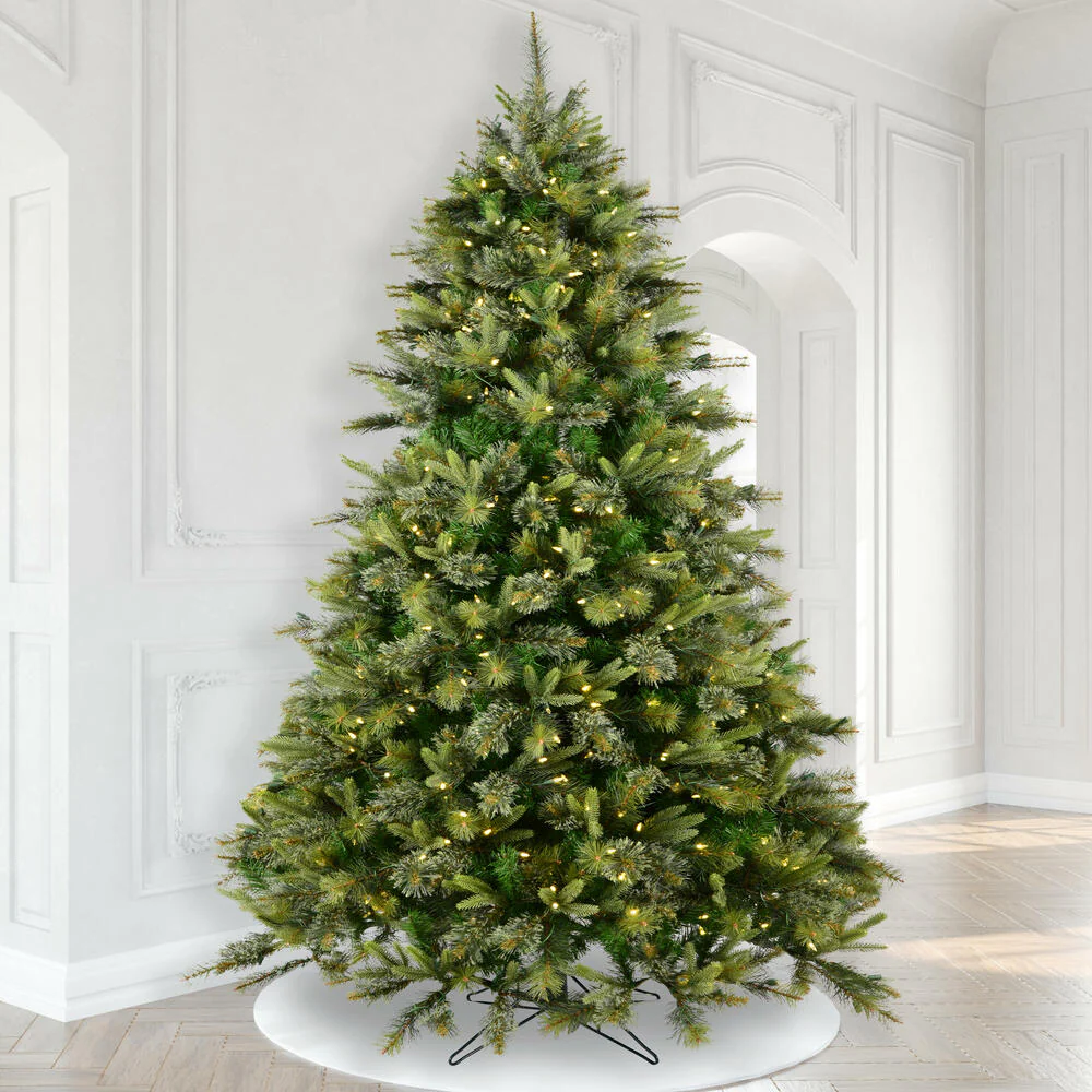 9'6"Hx67"W PE Cashmere Pine Artificial Christmas Tree, LED Pre-Lit -Green - Image 7