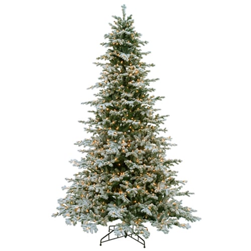 9'6"Hx75"W Snowy Norway Spruce Artificial Christmas Tree, Pre-Lit -Snow