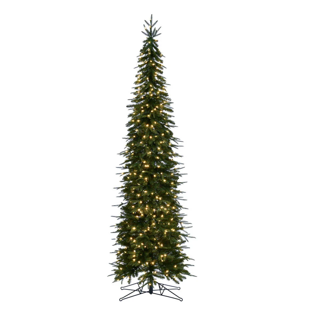 9'Hx34"W PE Tacoma Fraser Fir Artificial Christmas Tree, LED Pre-Lit -Green