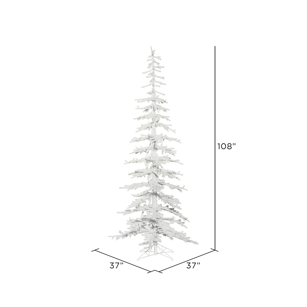 9'Hx37"W Flocked Kuna Pine Artificial Christmas Tree, Unlit -White - Image 3