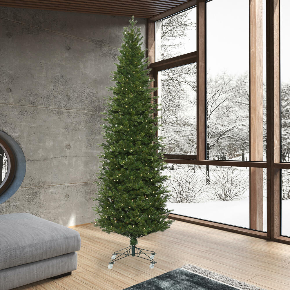9'Hx40"W PE Slim Eagle Fraser Artificial Christmas Tree, LED Pre-Lit -Green - Image 7
