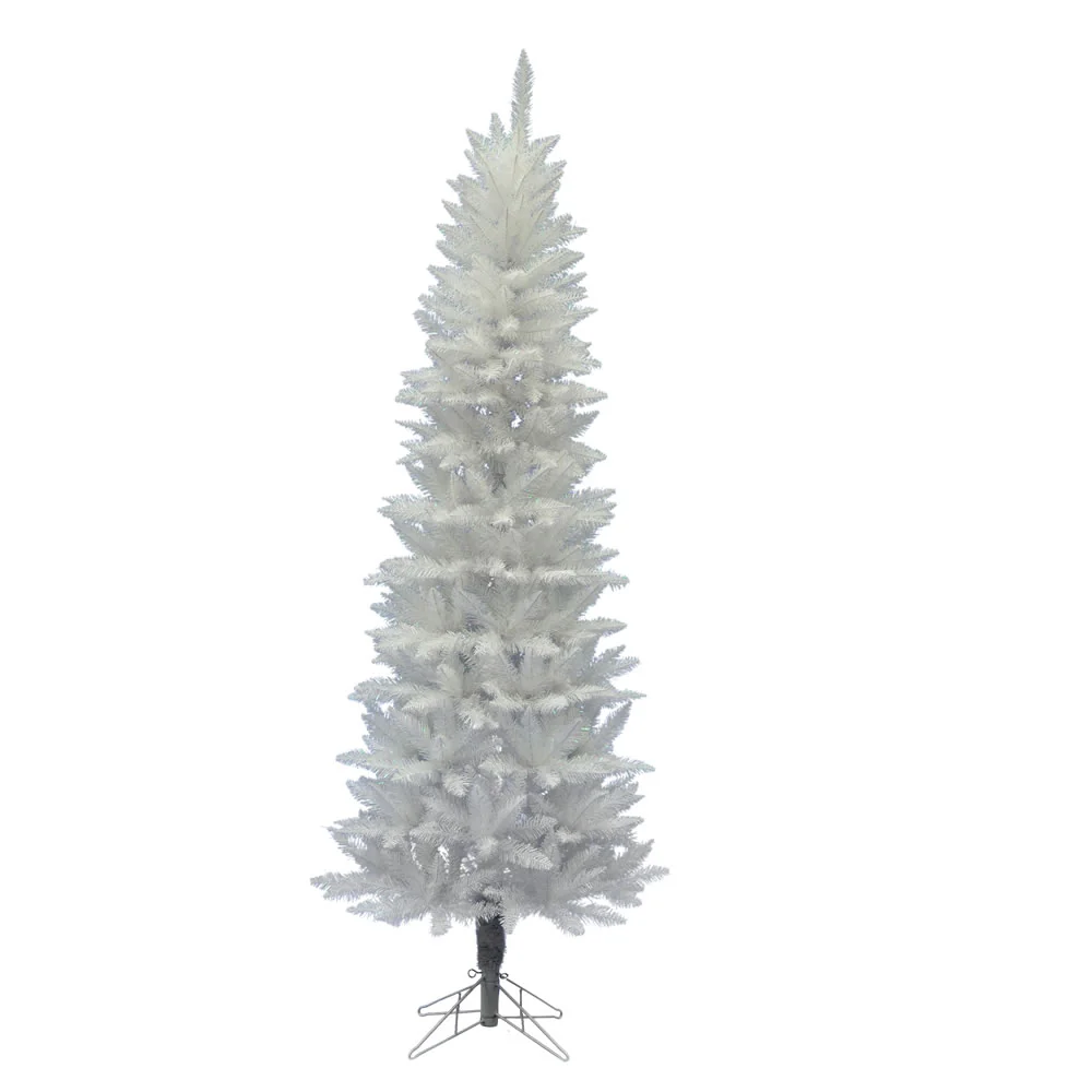 9'Hx40"W Pencil Sparkle White Spruce Artificial Christmas Tree, Unlit -White
