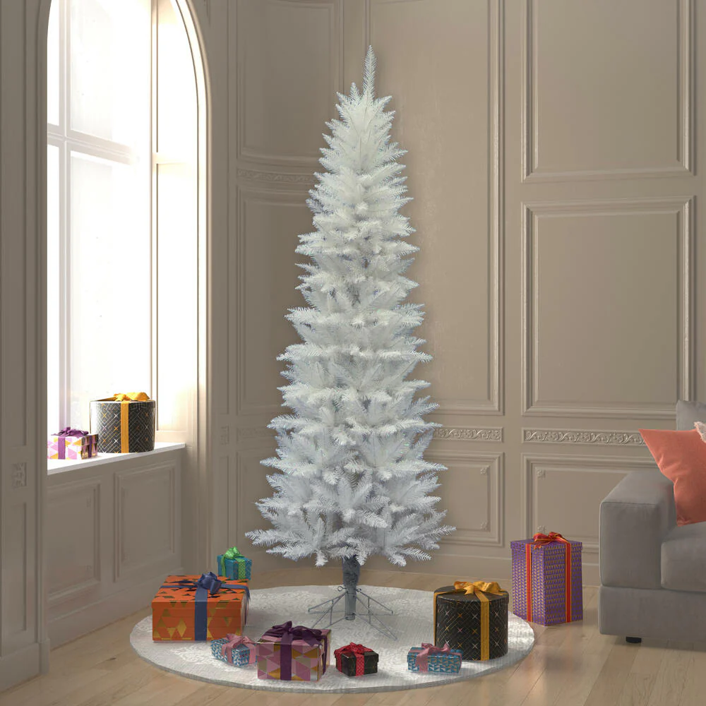 9'Hx40"W Pencil Sparkle White Spruce Artificial Christmas Tree, Unlit -White - Image 5