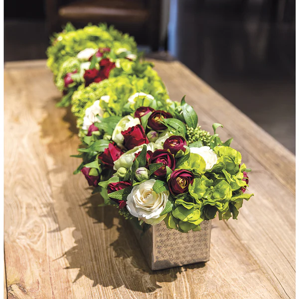 9"Hx41"W Silk Rose, Ranunculus & Sedum Flower Arrangement w/Pot -Green/Red - Image 2