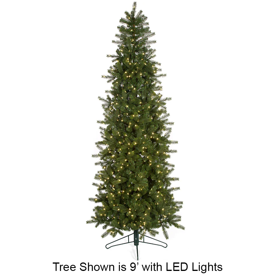 9'Hx46"W PE Douglas Fir Artificial Christmas Tree, LED Pre-Lit -Green