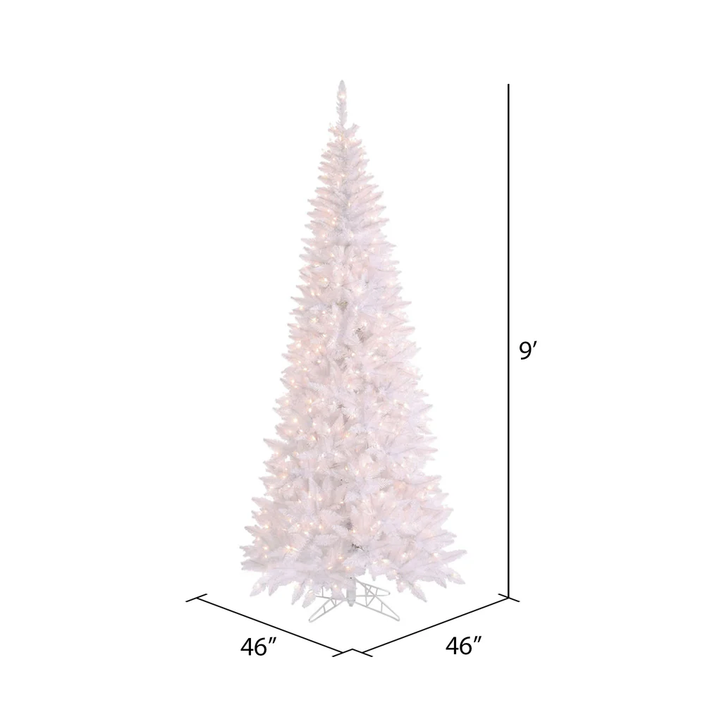 9'Hx46"W Slim Fir Artificial Christmas Tree, LED Pre-Lit -White - Image 2