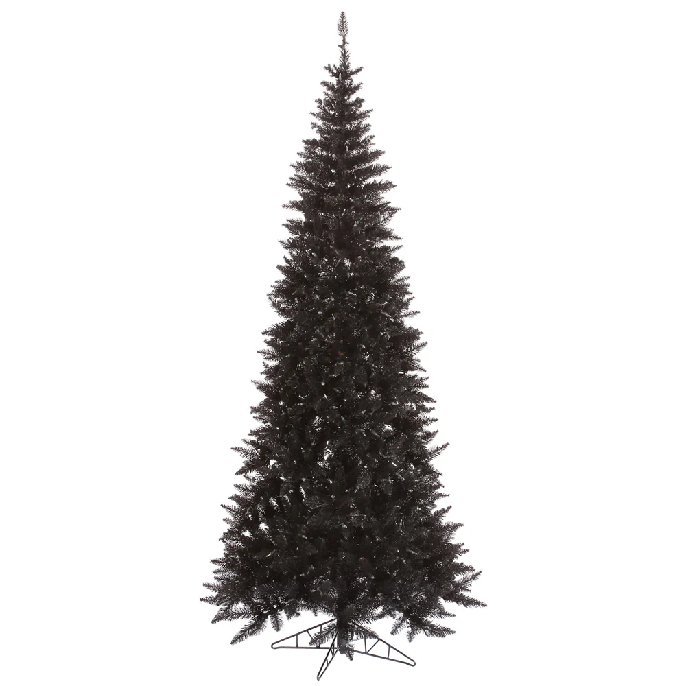 9'Hx46"W Slim Fir Artificial Christmas Tree, Unlit -Black