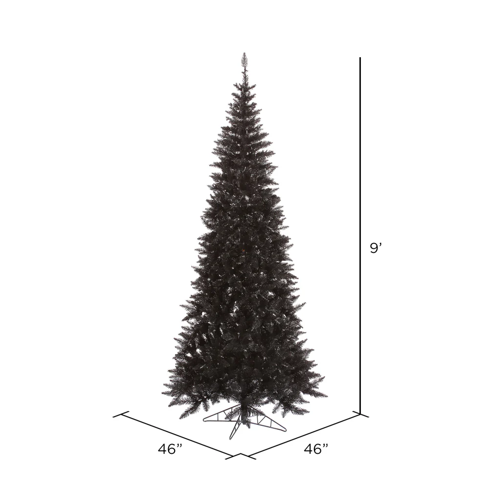 9'Hx46"W Slim Fir Artificial Christmas Tree, Unlit -Black - Image 2