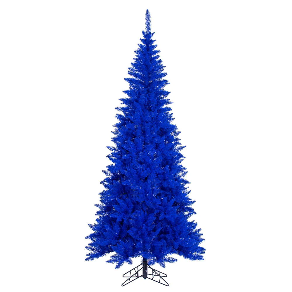 9'Hx46"W Slim Fir Artificial Christmas Tree, Unlit -Blue