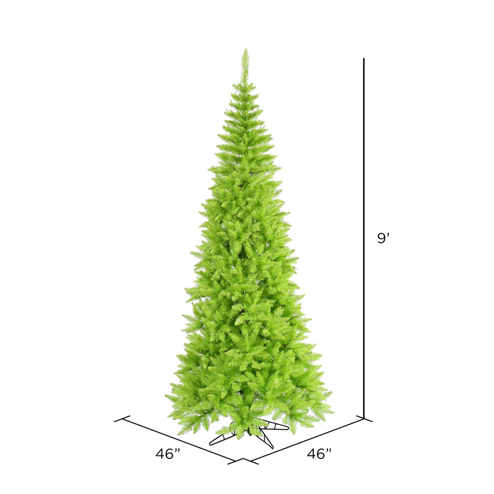 9'Hx46"W Slim Fir Artificial Christmas Tree, Unlit -Lime - Image 2