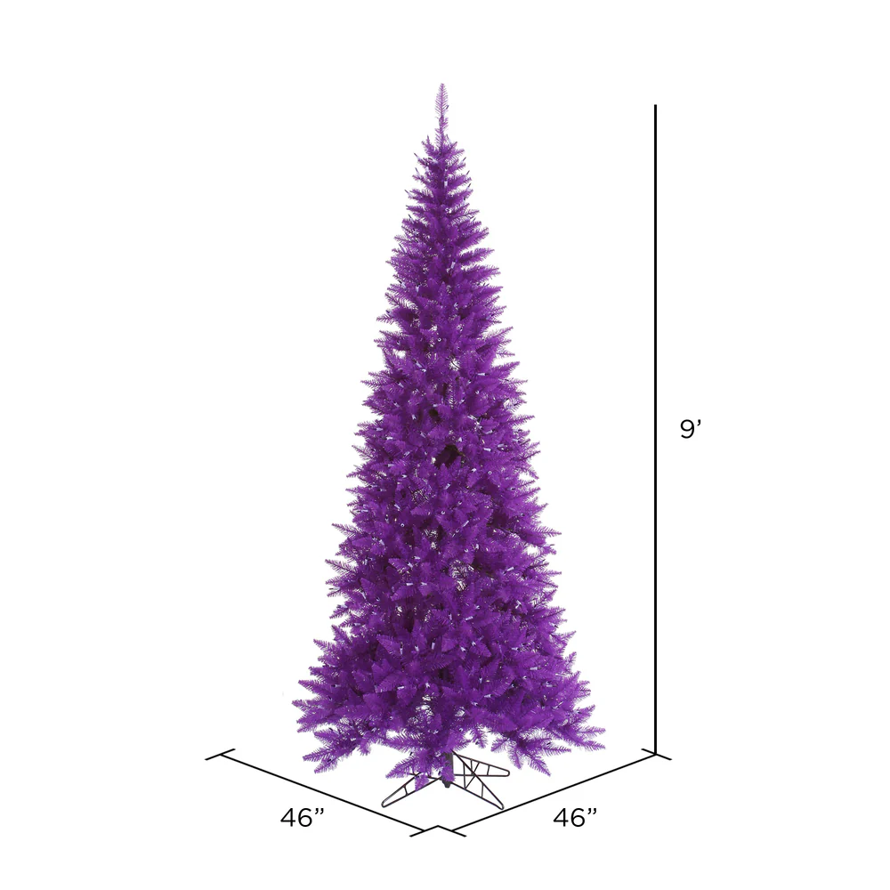 9'Hx46"W Slim Fir Artificial Christmas Tree, Unlit -Purple - Image 2