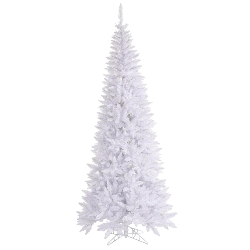 9'Hx46"W Slim Fir Artificial Christmas Tree, Unlit -White