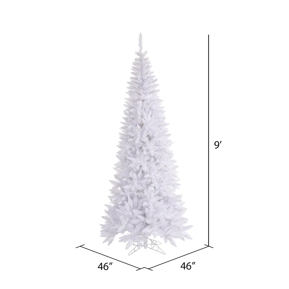 9'Hx46"W Slim Fir Artificial Christmas Tree, Unlit -White - Image 2