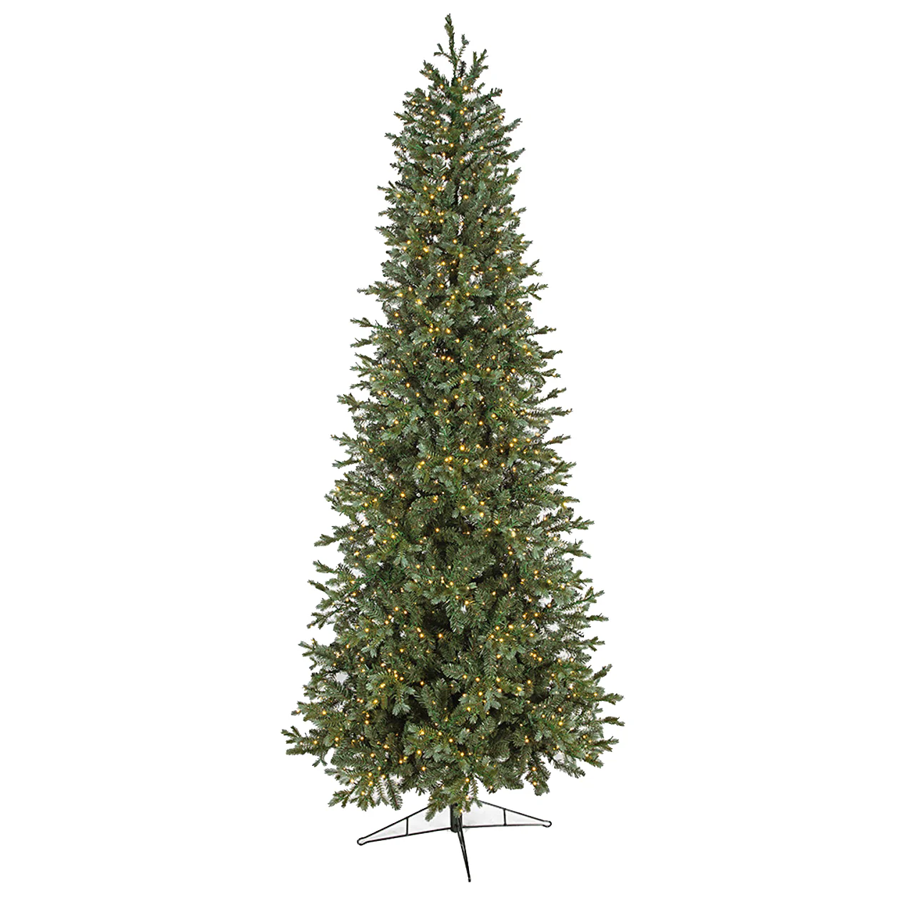 9'Hx47"W PE Slim Grand Spruce Artificial Christmas Tree, Micro LED Pre-Lit -Green/Blue