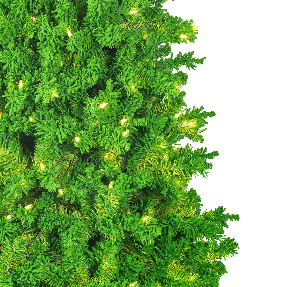 9'Hx48"W Flocked Slim Fir Artificial Christmas Tree, LED Pre-Lit (Lime) -Lime - Image 3