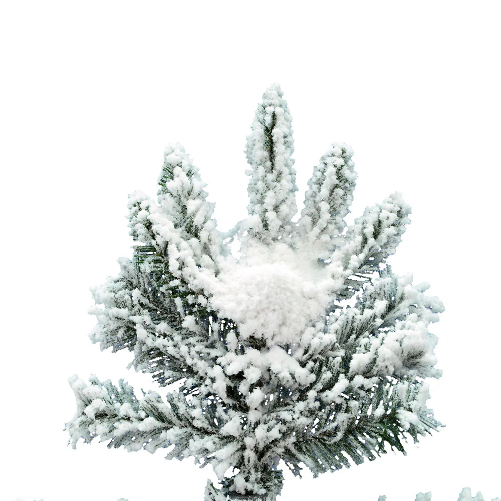 9'Hx49"W Flocked Slim Utica Fir Artificial Christmas Tree, Unlit -White/Green - Image 5
