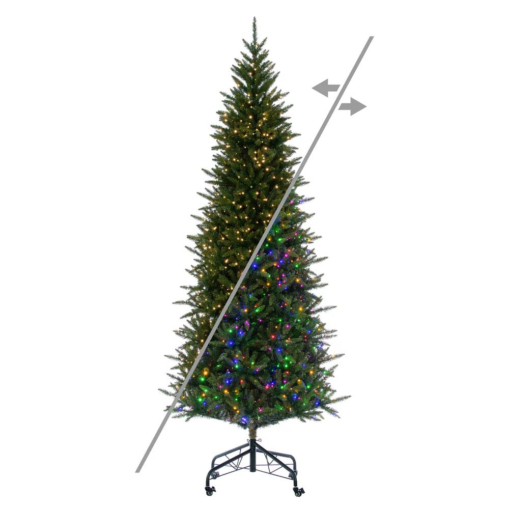 9'Hx49"W Noel Fir Artificial Christmas Tree, Micro LED Pre-Lit (Multi-Mode) -Green
